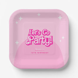 Come On Baby Let's Go Party pink Birthday  Pappteller