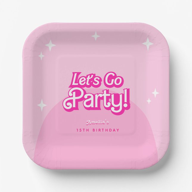 Come On Baby Let's Go Party pink Birthday  Pappteller (Vorderseite)