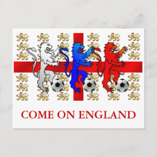 Come on England Three Lions Postcard Postkarte