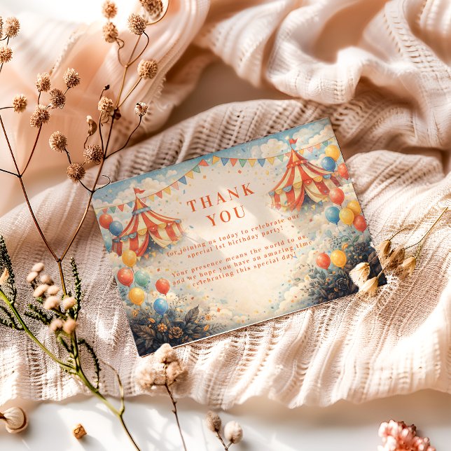 Come One Come All Circus Birthday Dankeskarte (Von Creator hochgeladen)