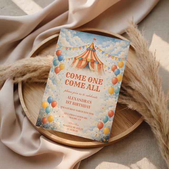 Come One Come All Circus Birthday Einladung (Von Creator hochgeladen)