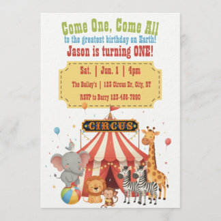 Come One, Come All, Greatest 1st Circus Birthday Einladung