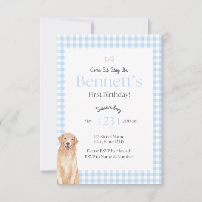 Come Sit Stay Birthday Invitation Einladung (Vorderseite)