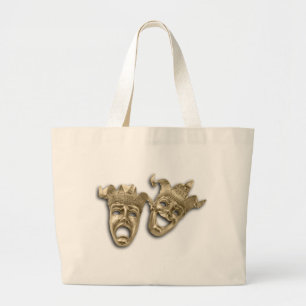 Comedy and Tragedy Gold Masken Tote Bag Jumbo Stoffbeutel