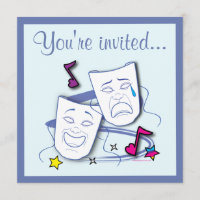 Comedy and Tragedy Mask Theater Geburtstag Einladu