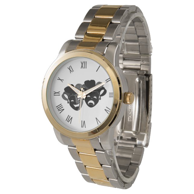 Comedy and Tragedy Theater Black Numbers Armbanduhr (Schrägansicht)