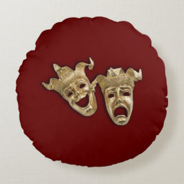 Comedy and Tragedy Theater Dark Red Rundes Kissen