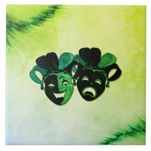 Comedy and Tragedy Theater Design Green Fliese