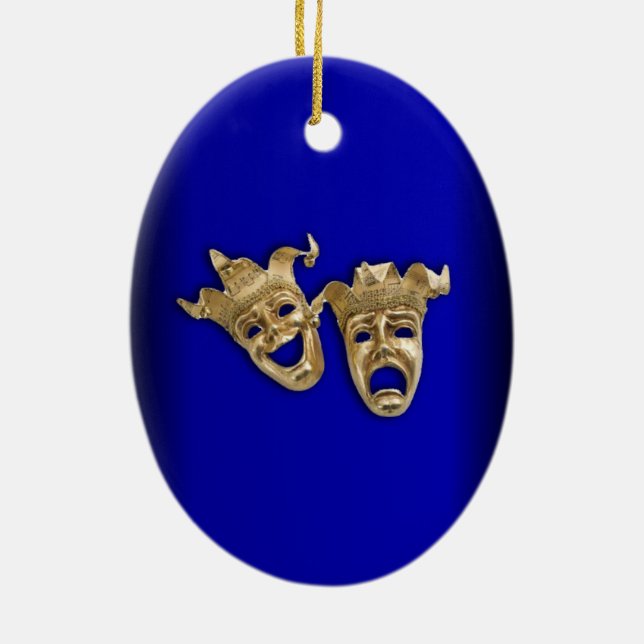 Comedy and Tragedy Theater Masken Cobalt Keramikornament (Hinten)