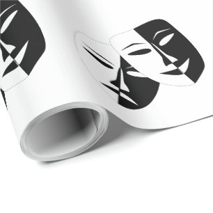 Comedy Tragedy Black and White Theater Mask Wrappi Geschenkpapier