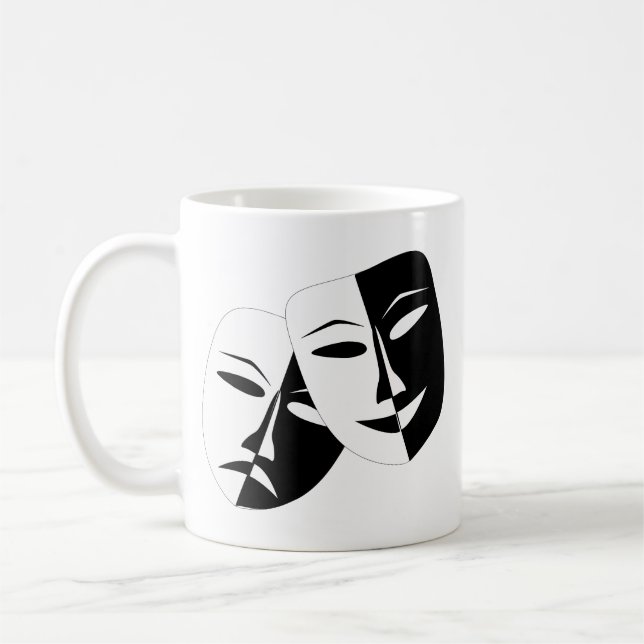 Comedy Tragedy Black and White Theater Maske Kaffeetasse (Links)