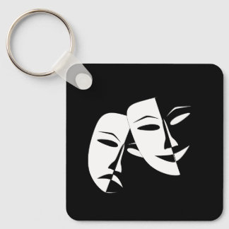 Comedy Tragedy Black and White Theater Maske Keych Schlüsselanhänger