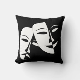 Comedy Tragedy Black and White Theater Maske Kissen