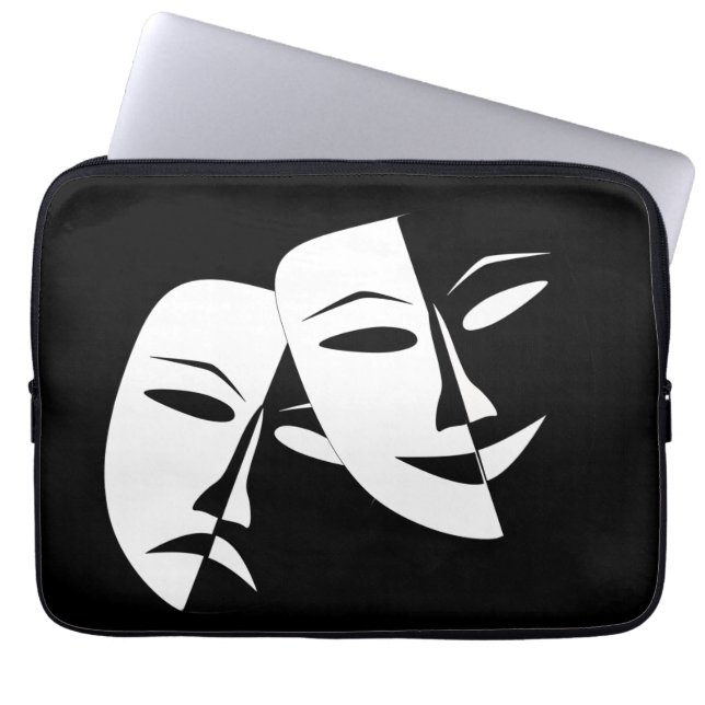 Comedy Tragedy Black and White Theater Maske Laptopschutzhülle (Vorderseite)