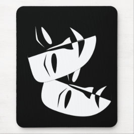 Comedy Tragedy Black and White Theater Maske Mousepad