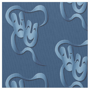 Comedy Tragedy Blue Pima Cotton Stoff