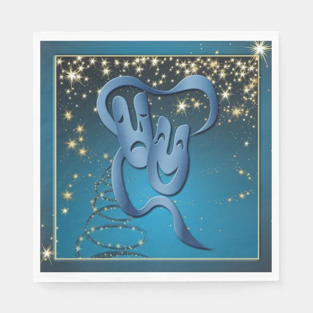 Comedy Tragedy Blue Theater Mask Blue Serviette (Vorderseite)