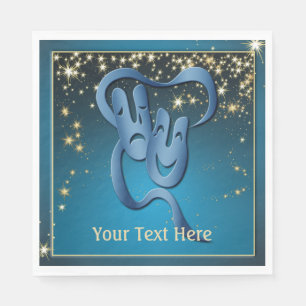 Comedy Tragedy Blue Theatre Mask Custom Serviette