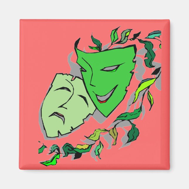 COMEDY & TRAGEDY DRAMA MASKS THEATER Magnet (Vorne)