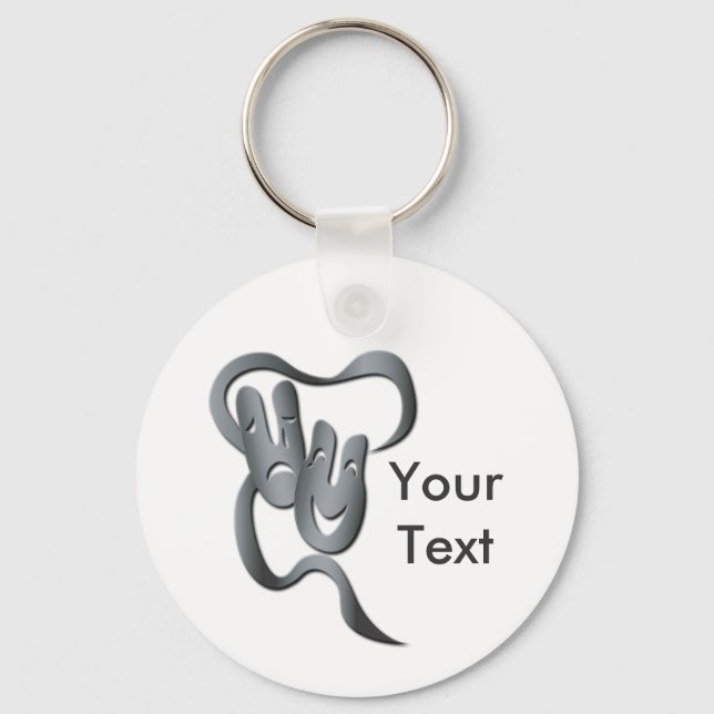 Comedy Tragedy Gray Theater Maske Schlüsselkette Schlüsselanhänger (Vorderseite)