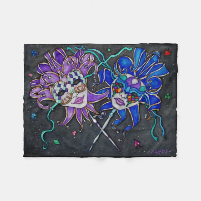 Comedy/Tragedy Jester Masks Fleecedecke (Vorderseite (Horizontal))