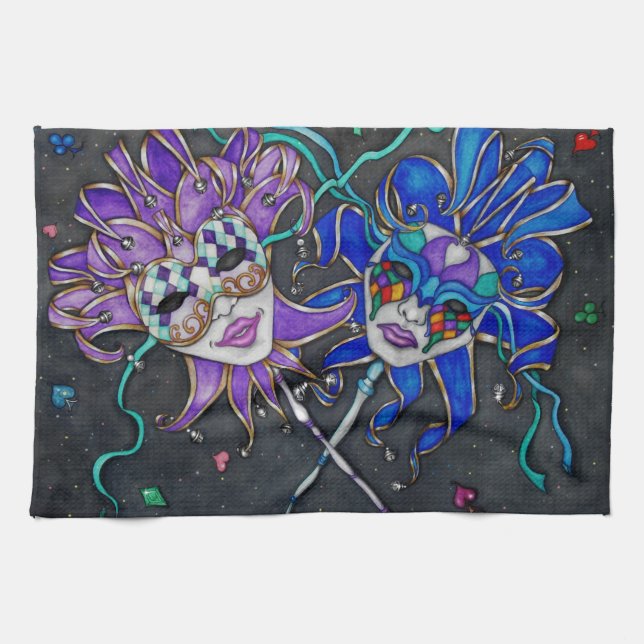 Comedy/Tragedy Jester Masks Handtuch (Horizontal)