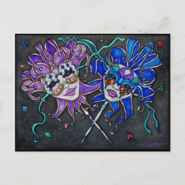 Comedy/Tragedy Jester Masks Postkarte (Vorderseite)
