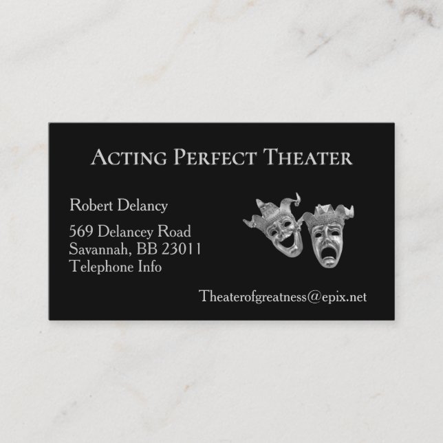 Comedy Tragedy Masken Theater Business Card Visitenkarte (Vorderseite)