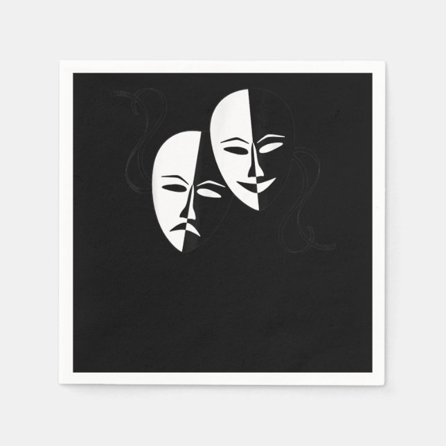 Comedy Tragedy Masks Schauspieler Geschenk Serviette (Vorderseite)