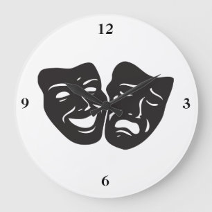 Comedy Tragedy Theater Masken Große Wanduhr
