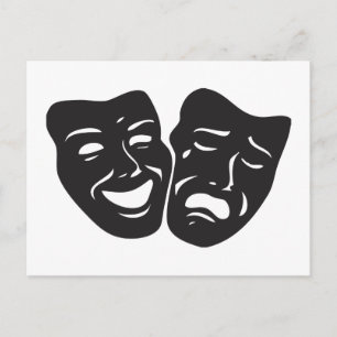 Comedy Tragedy Theater Masken Postkarte