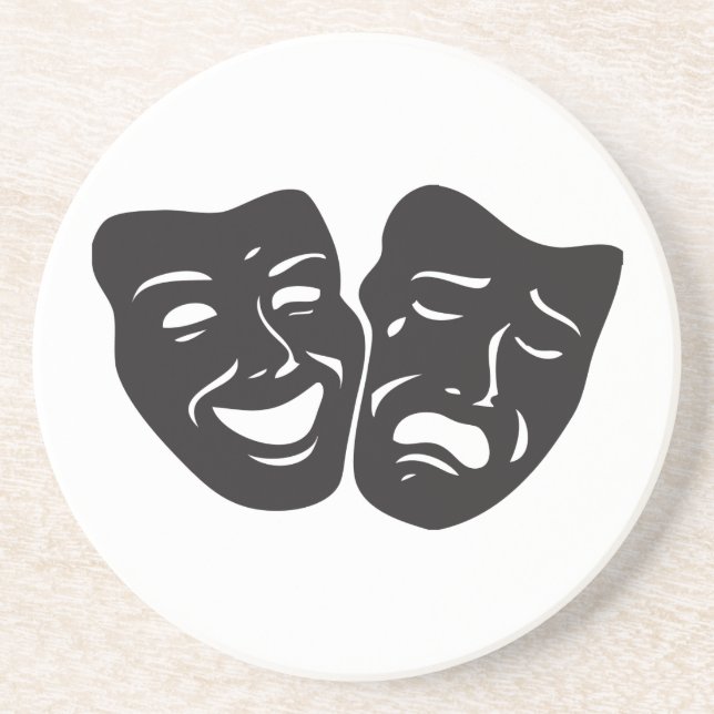 Comedy Tragedy Theater Masken Sandstein Untersetzer (Vorne)