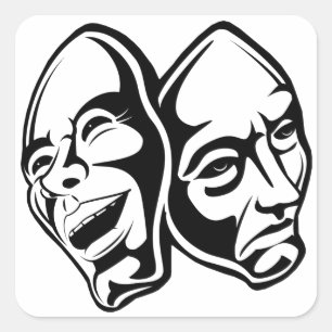 Comedy Tragedy Theater Maskerade Stillleben Quadratischer Aufkleber