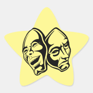 Comedy Tragedy Theater Maskerade Stillleben Stern-Aufkleber