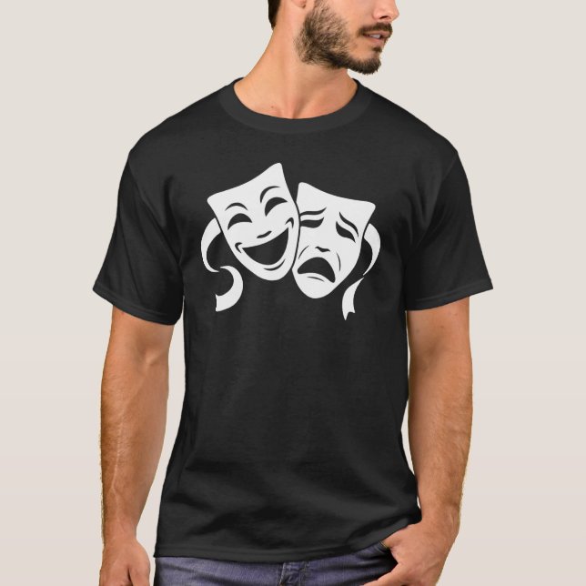 Comedy & Tragedy Theater Weiße Masken Männer Fraue T-Shirt (Vorderseite)