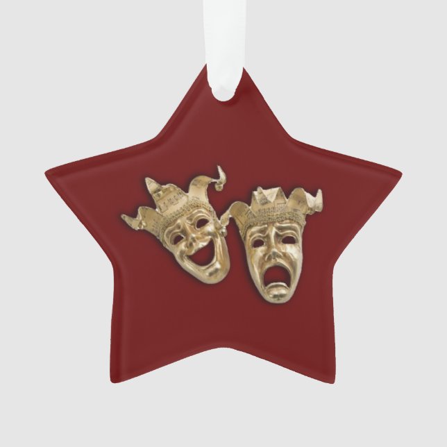 Comedy und das Tragedy Theater Masken Maroon Ornament (Vorderseite)