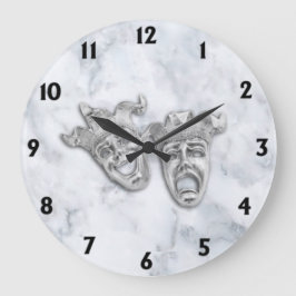 Comedy und das Tragedy Theater maskieren weißen Ma Große Wanduhr