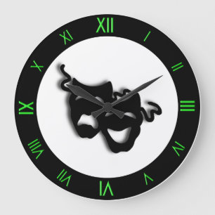 Comedy und Tragedy Cool Green Theater Wall Clock Große Wanduhr