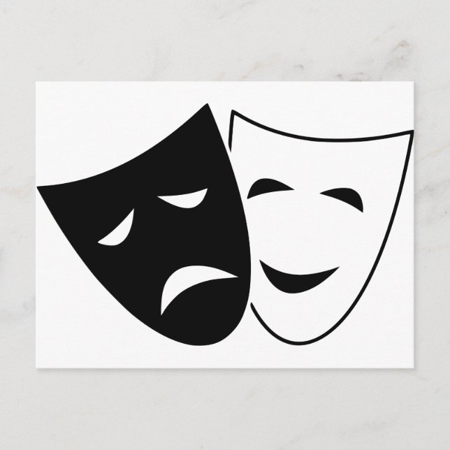 Comedy und Tragedy Mask Postkarte (Vorderseite)