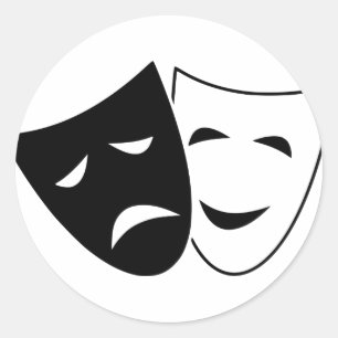 Comedy und Tragedy Mask Runder Aufkleber