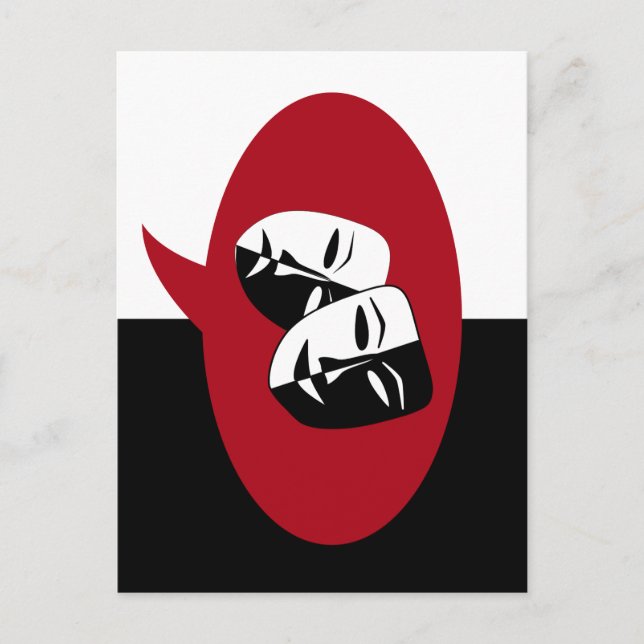 Comedy und Tragedy-Masken Postkarte (Vorderseite)