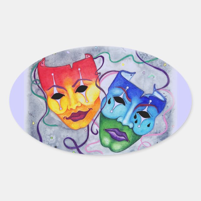Comedy und Tragedy Ovaler Aufkleber (Vorderseite)
