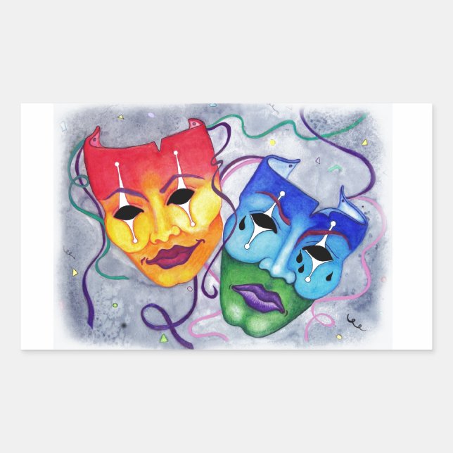 Comedy und Tragedy Rechteckiger Aufkleber (Vorderseite)