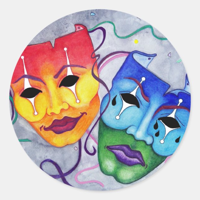 Comedy und Tragedy Runder Aufkleber (Vorderseite)