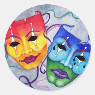 Comedy und Tragedy Runder Aufkleber