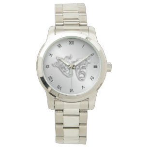 Comedy und Tragedy Silver Theater Römische Zahlen Armbanduhr