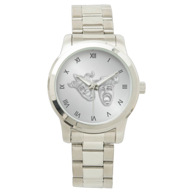 Comedy und Tragedy Silver Theater Römische Zahlen Armbanduhr (Vorderseite)