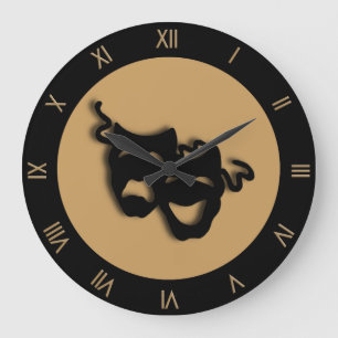 Comedy und Tragedy Tan Brown Theater Wall Clock Große Wanduhr