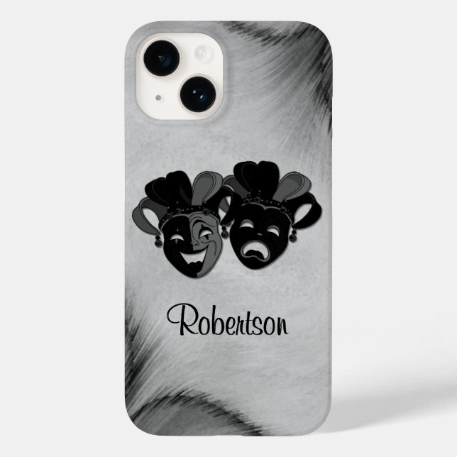 Comedy und Tragedy Theater Jester Masks Silver Case-Mate iPhone Hülle (Rückseite)