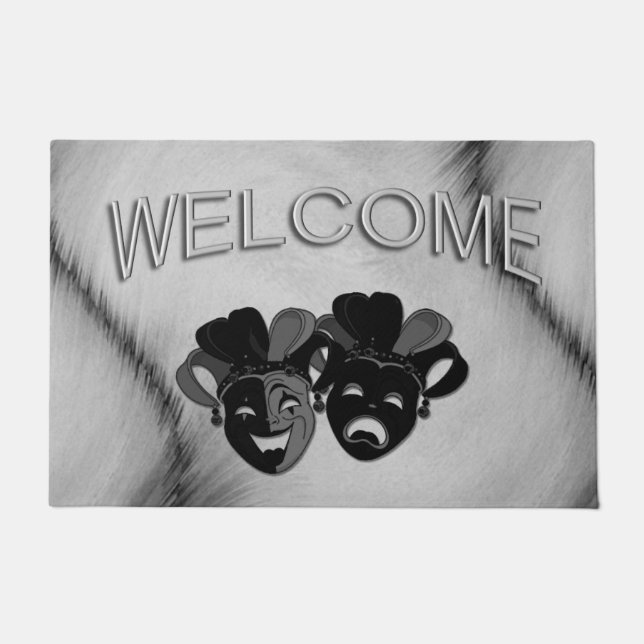 Comedy und Tragedy Theater Jester Masks Silver Fußmatte (Vorderseite)
